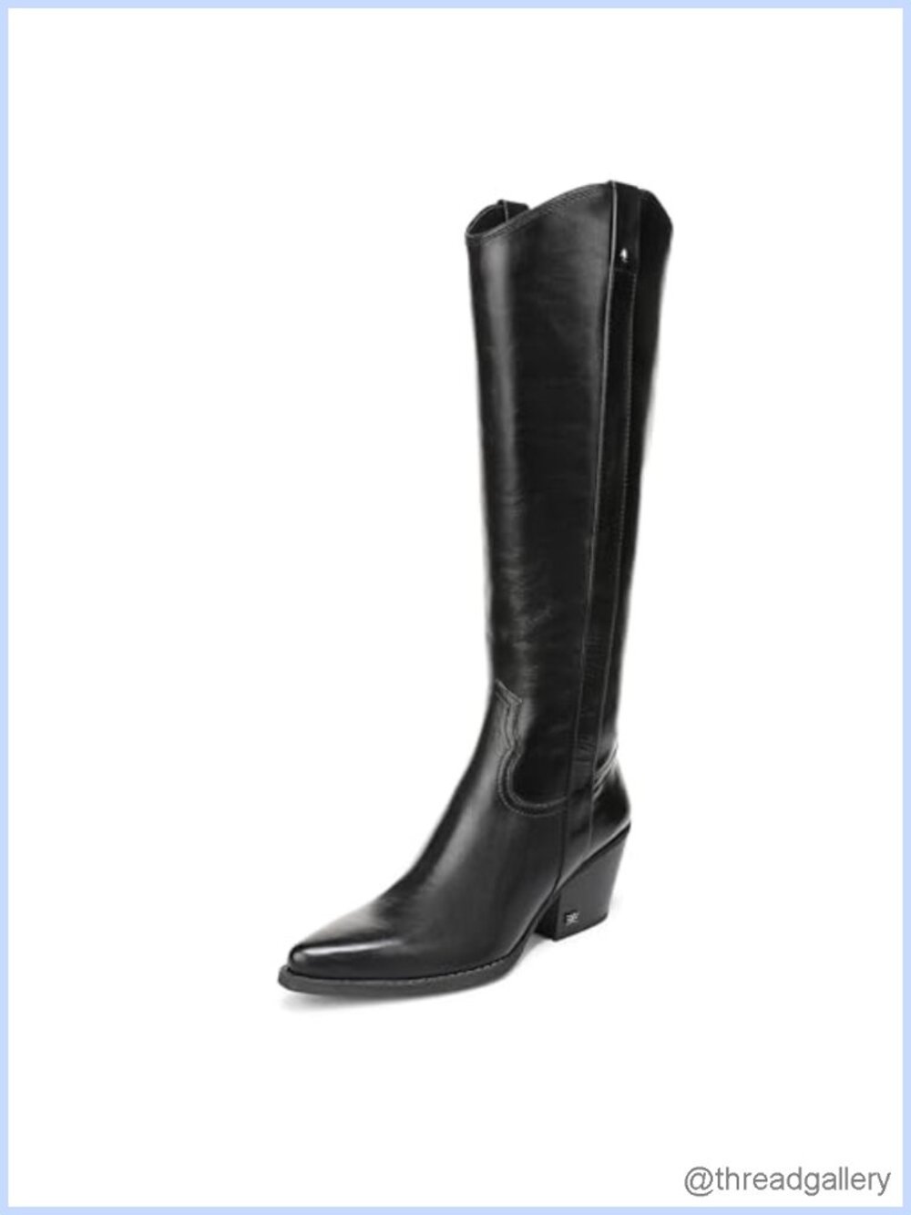 Sam Edelman Wyatt Western Tall Boots Leather Knee High Pointed Toe Cuban Heel